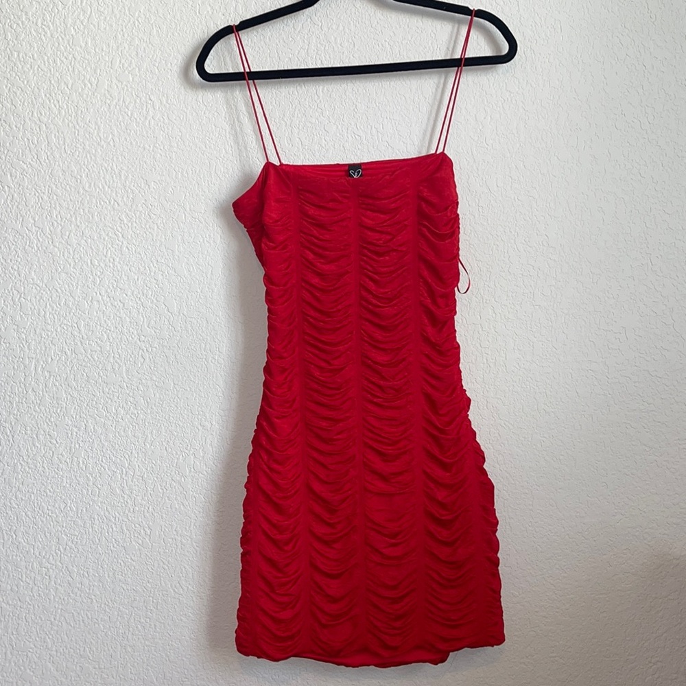 Windsor red ruched mini dress